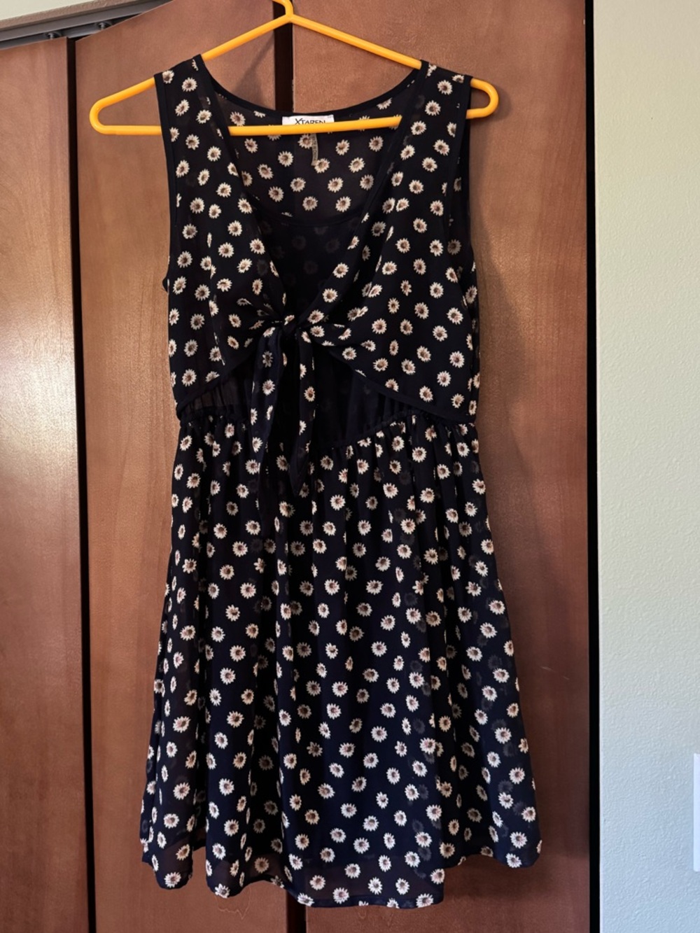 Xtaren Black Daisy Tie-Front Mini Dress